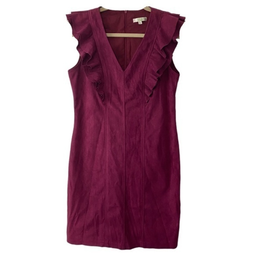 Jade Melody Tam Sleeveless Suede Deep V-Neck Sheath Mini Dress Sz S - Picture 1 of 6